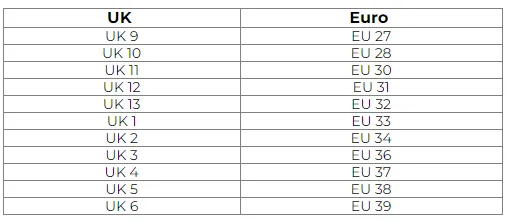 Oaktrak Walton Kids Dealer Boots Size Guide