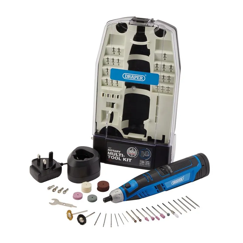 12V Cordless Rotary Multi-Tool Kit – 1.5Ah Battery, Fast Charger, 50-Piece Accessory Set