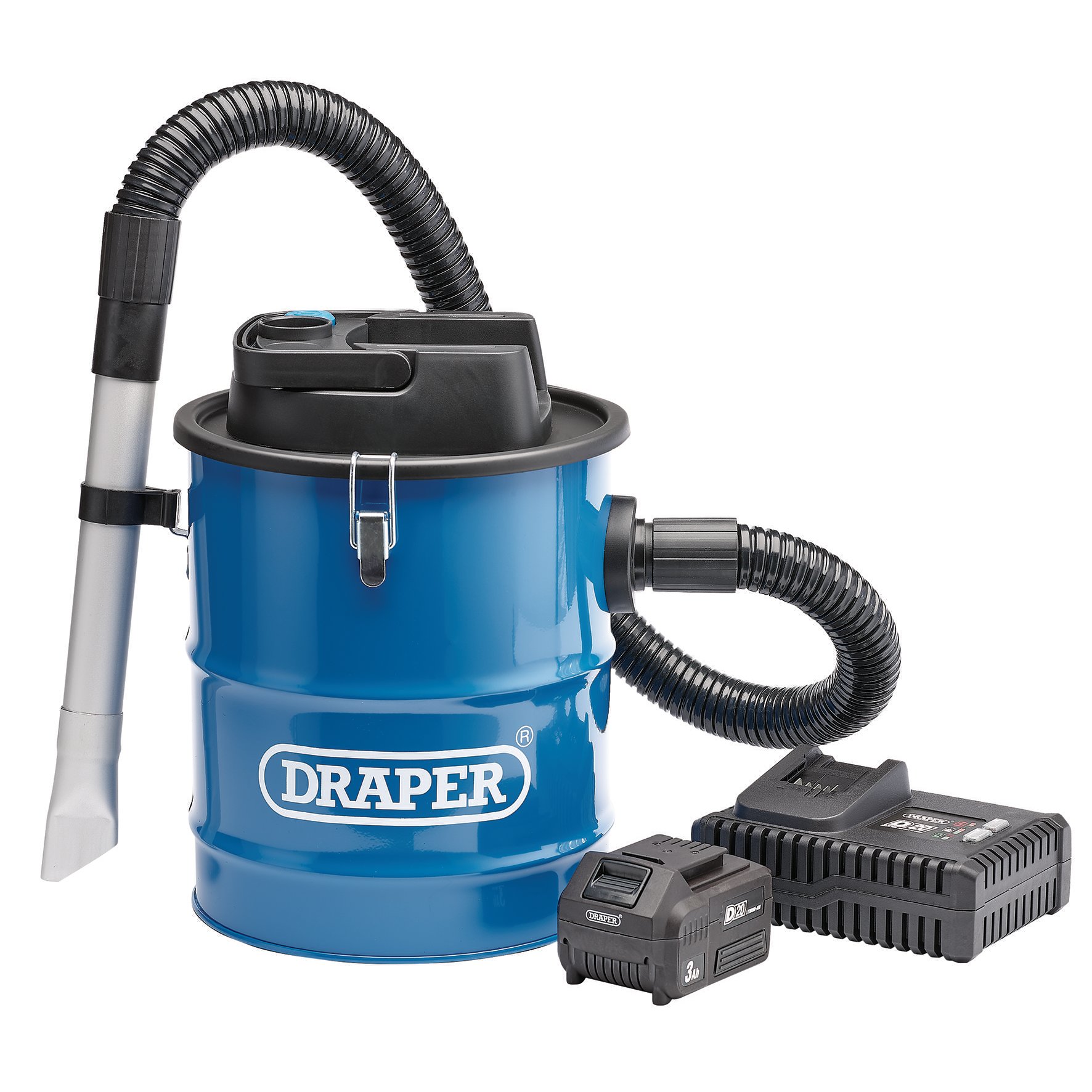 Draper D20 20V Ash Vacuum Cleaner 1 x 3.0Ah Battery 1 x Fast Charger