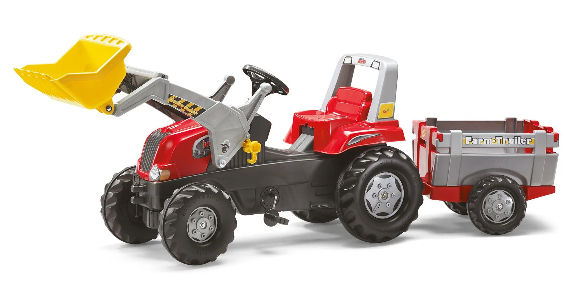 Rolly Kids Red Junior Pedal Tractor with Trailer & Loader