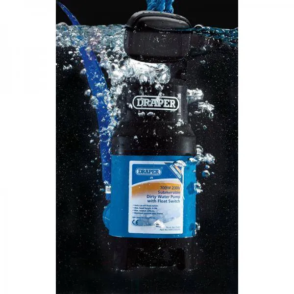 Draper 235L/min 700W 230V Submersible Dirty Water Pump with 8.5M Lift & Float Switch