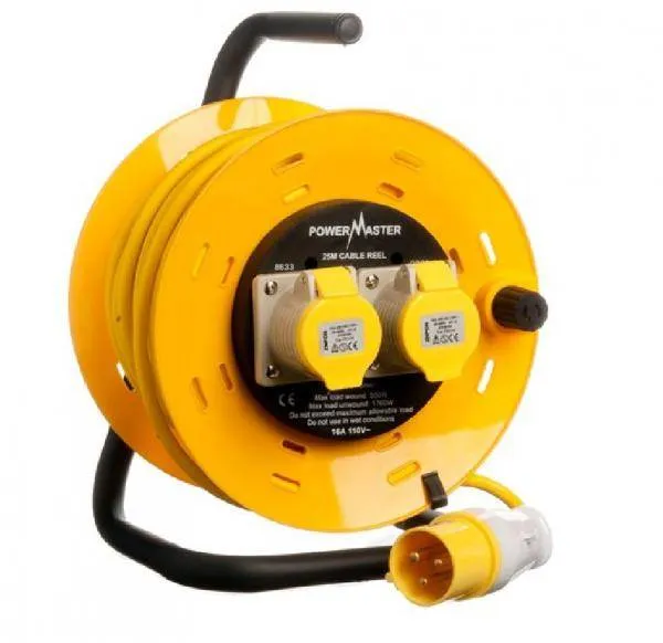 Powermaster 25m Open Cable Reel Cassette - 16 Amp 2 Gang
