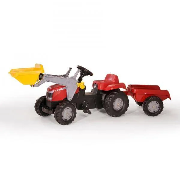 Rolly Kid Massey Pedal Tractor with Loader Trailer