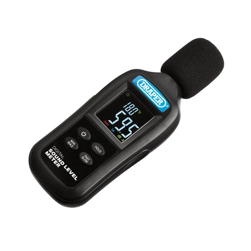 Draper 12442 Handheld Digital Sound Level Meter – 35–135dB with Temperature Display