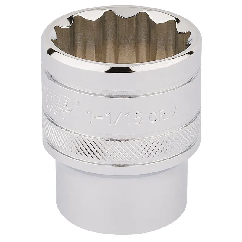 Draper Expert HI-TORQ® 12 Point Socket 1/2" Sq. Dr. 1 1/16" – Chrome Vanadium (33726)