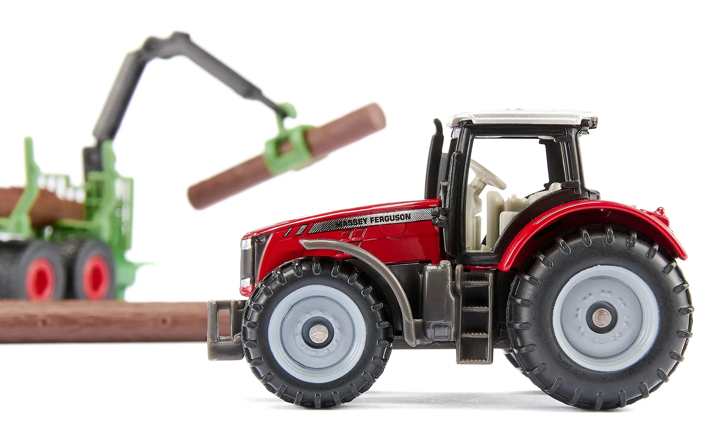 Siku Massey Ferguson with forestry trailer