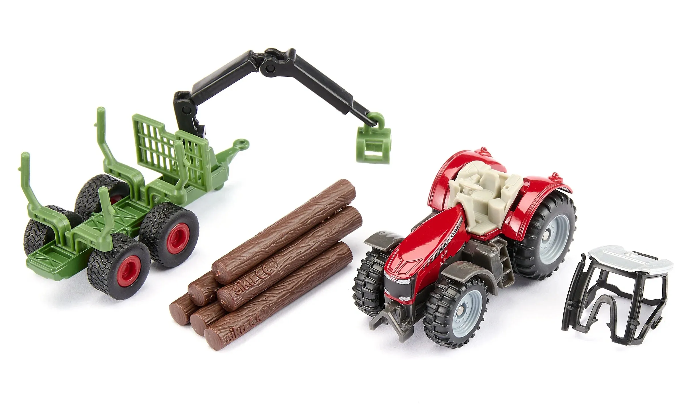 Siku Massey Ferguson with forestry trailer