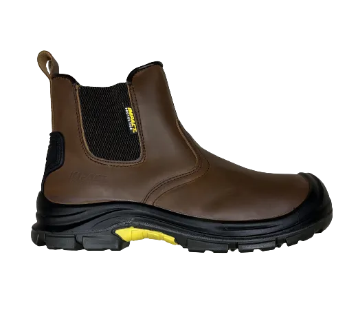 Impact Boss Men’s Slip On Safety Boots – Brown Lightweight Work Footwear