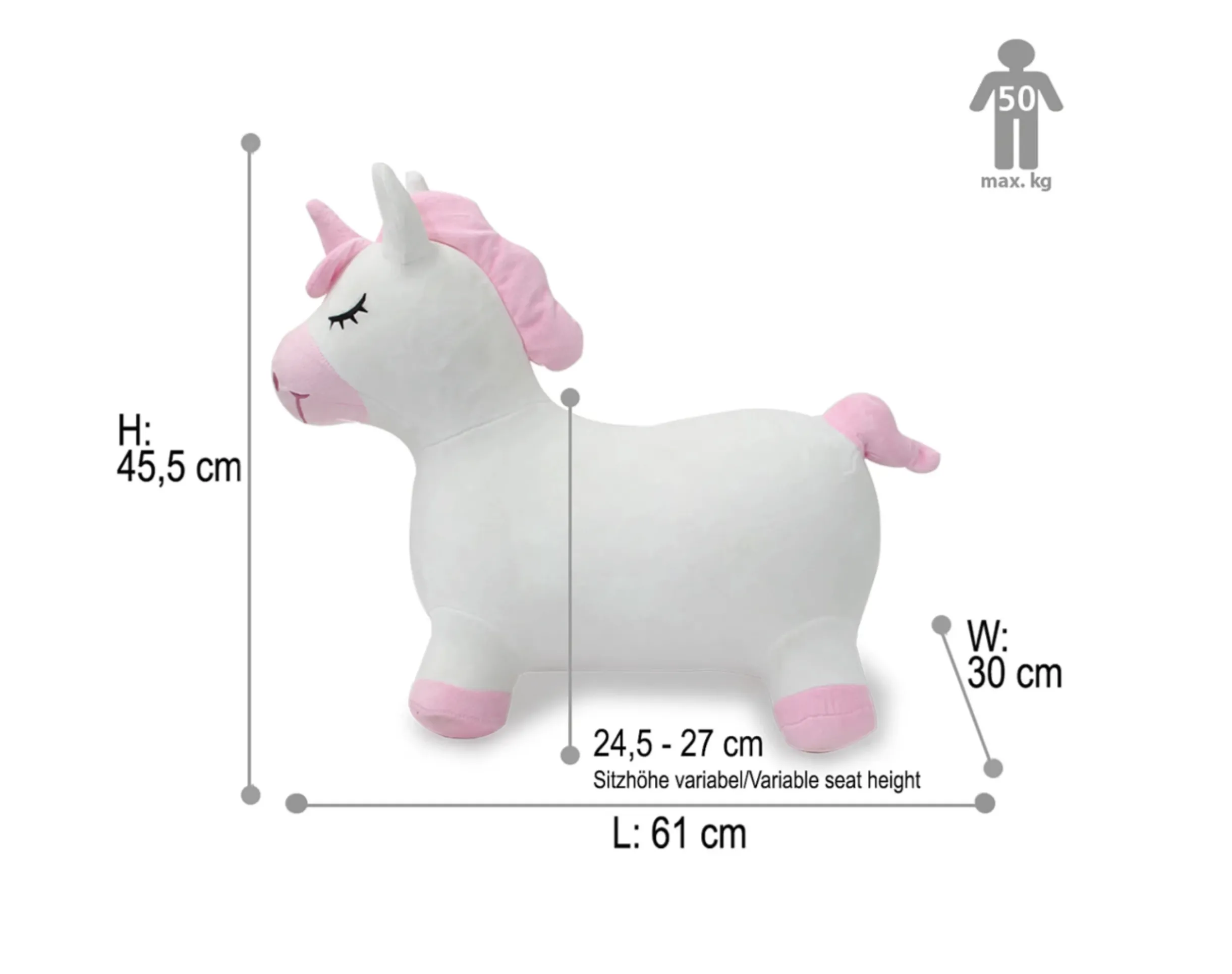 JAMARA - HoppyDoo Plush Unicorn Bouncy Hopper (Pump Included)
