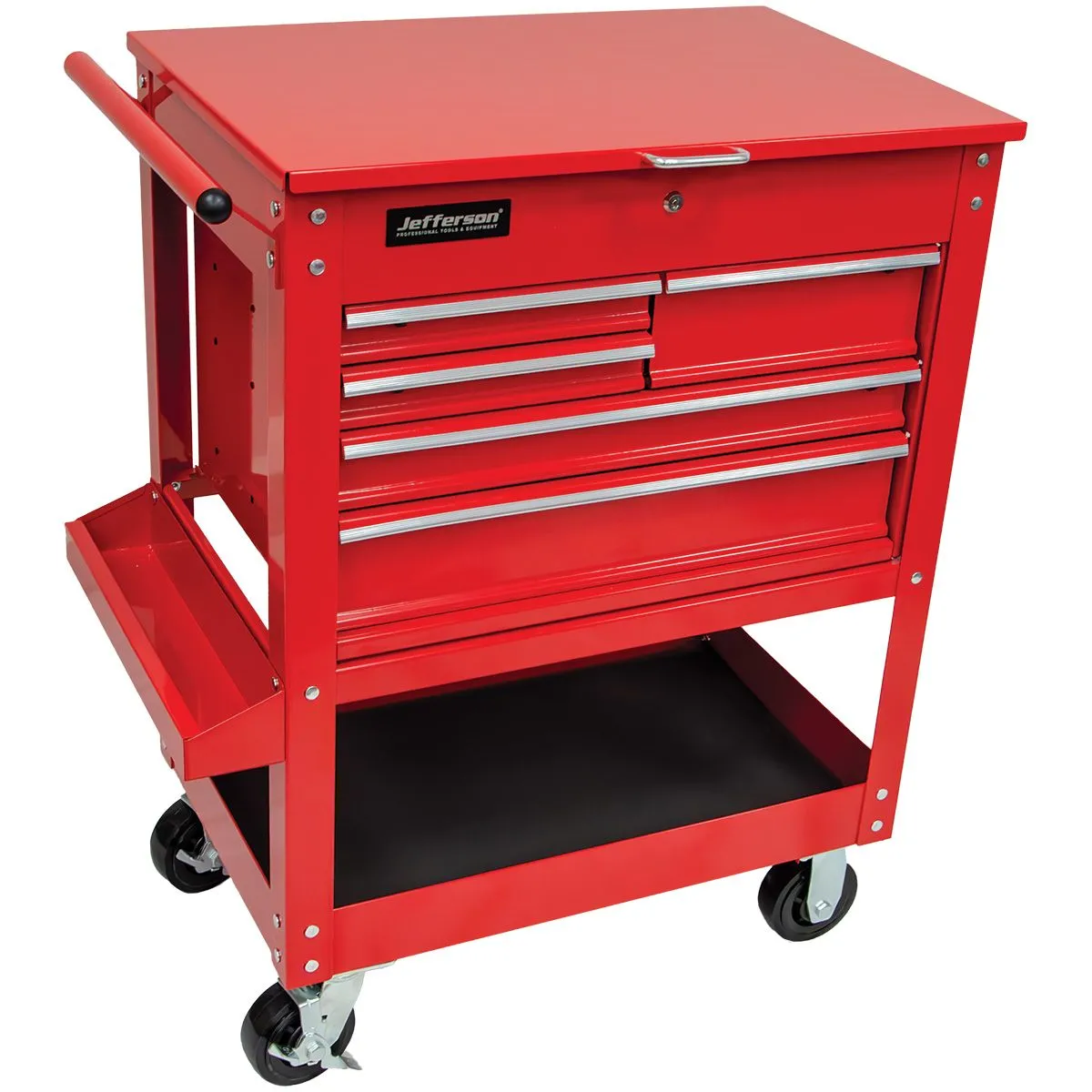 Jefferson Heavy Duty Mobile Tool & Parts Trolley with 5 Drawers & Lockable Lid