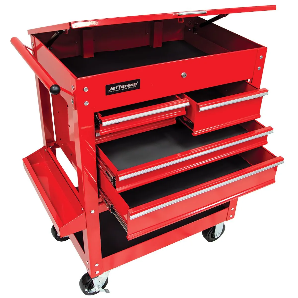 Jefferson Heavy Duty Mobile Tool & Parts Trolley with 5 Drawers & Lockable Lid