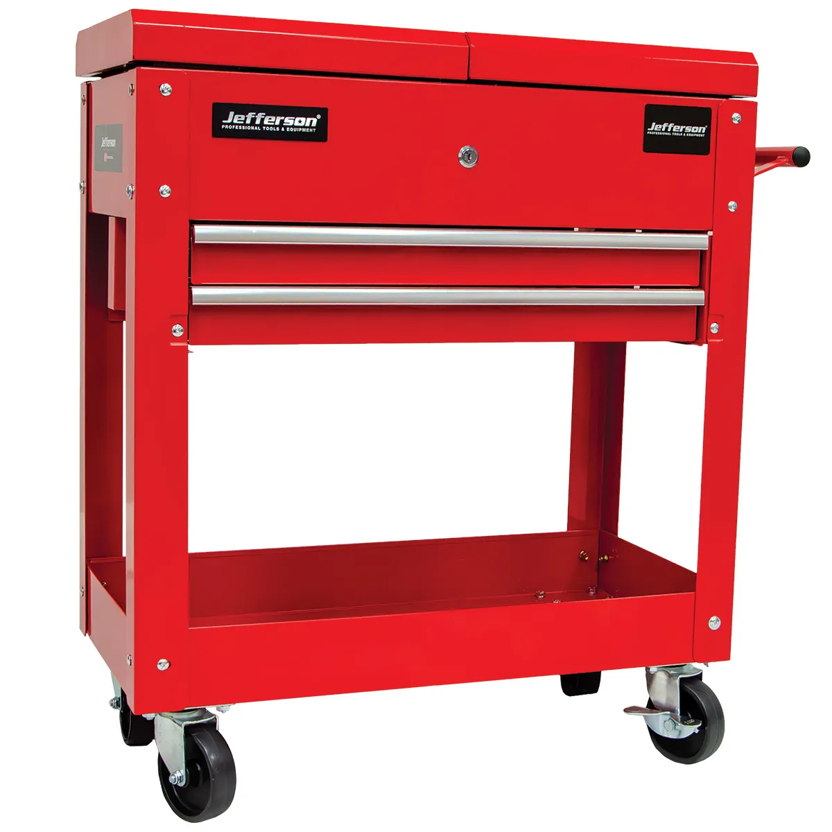 Jefferson Mobile Tool Trolley with Sliding Lid & Twin Drawers
