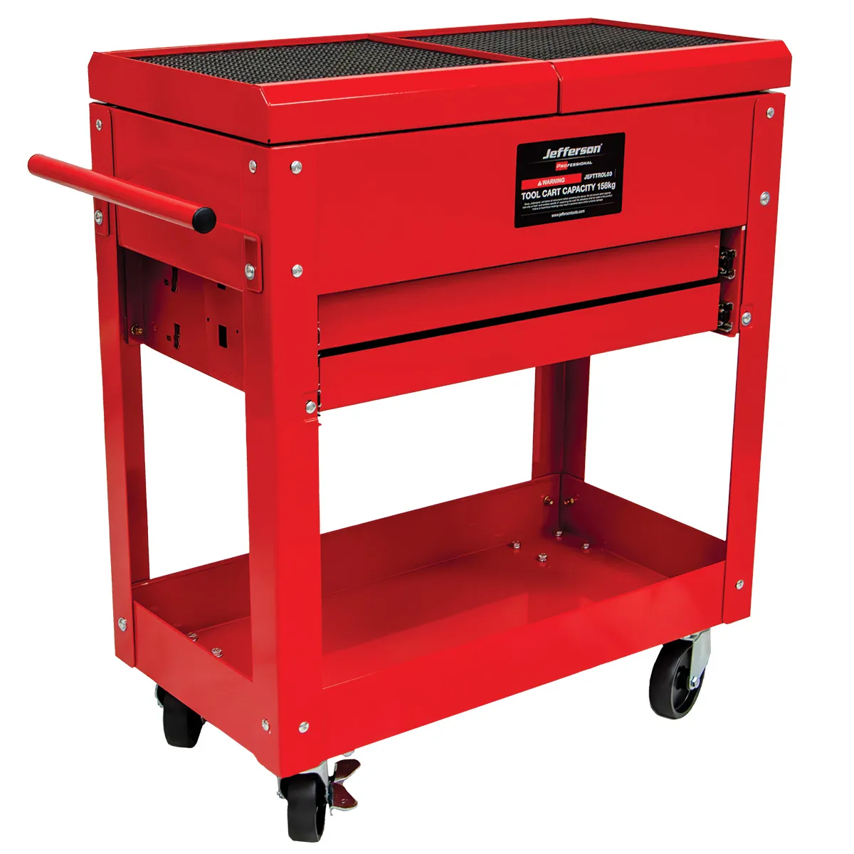 Jefferson Mobile Tool Trolley with Sliding Lid & Twin Drawers