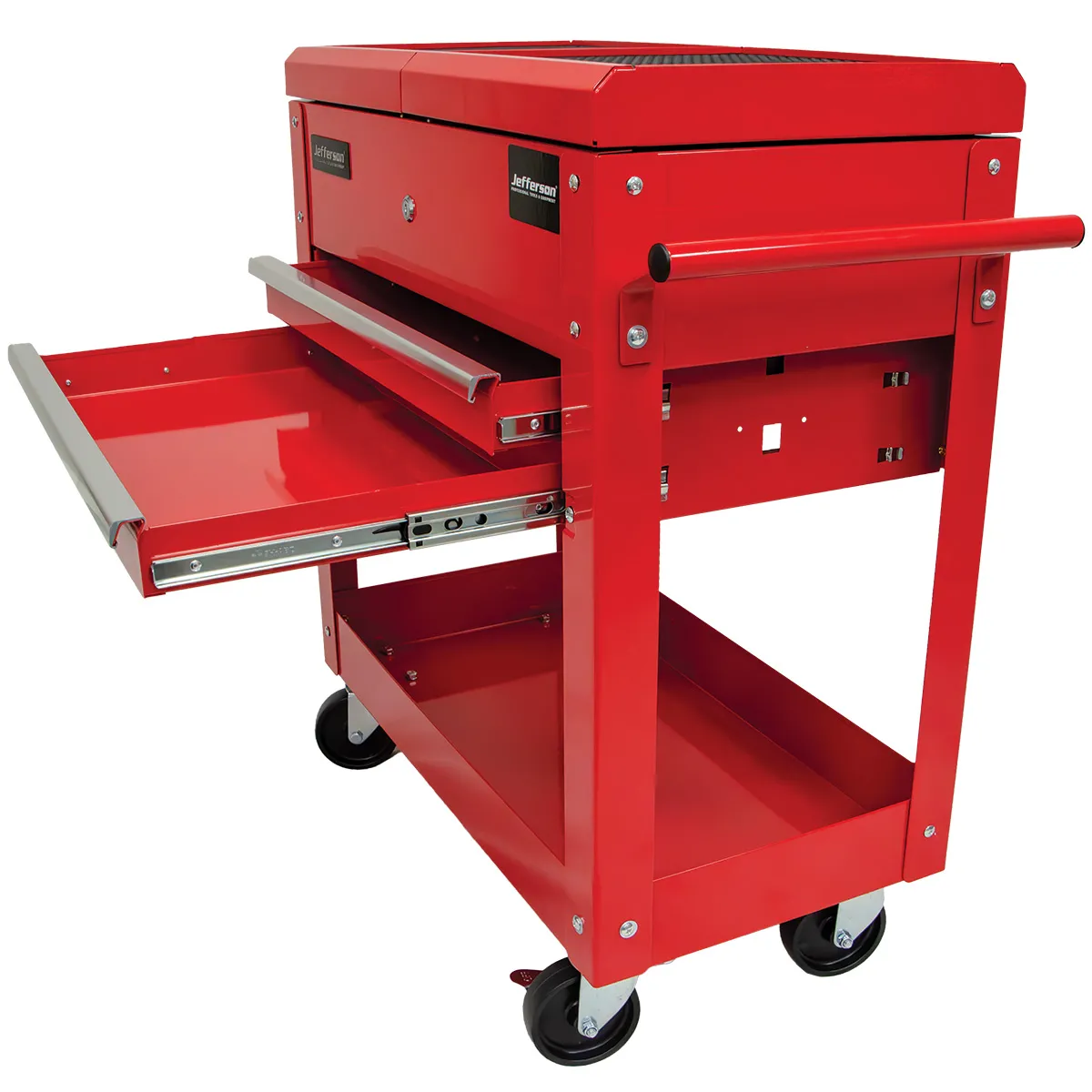 Jefferson Mobile Tool Trolley with Sliding Lid & Twin Drawers