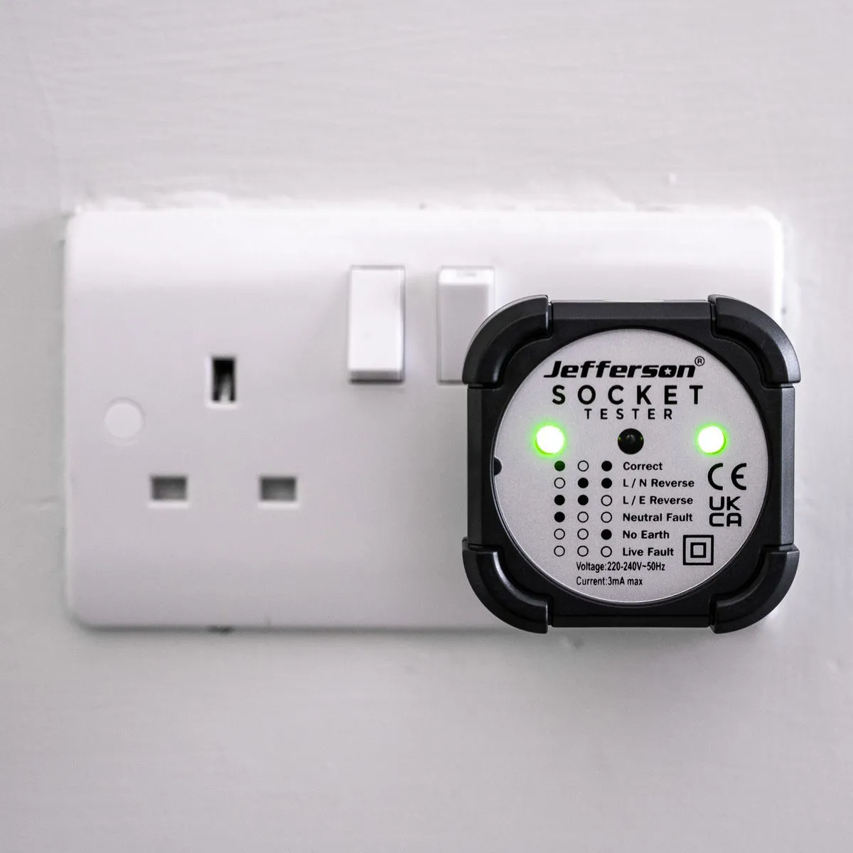Jefferson Socket Tester – Rapid 3-Wire Receptacle Fault Detection