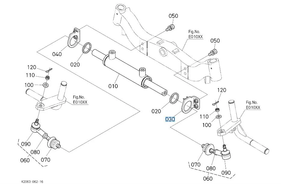 K2063-16624 Kubota HOLDER,CYLINDER LH for G23-LD Steering Linkage