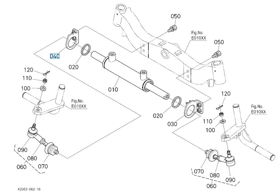 K2063-16634 Kubota HOLDER,CYLINDER RH for G23-LD Steering Linkage