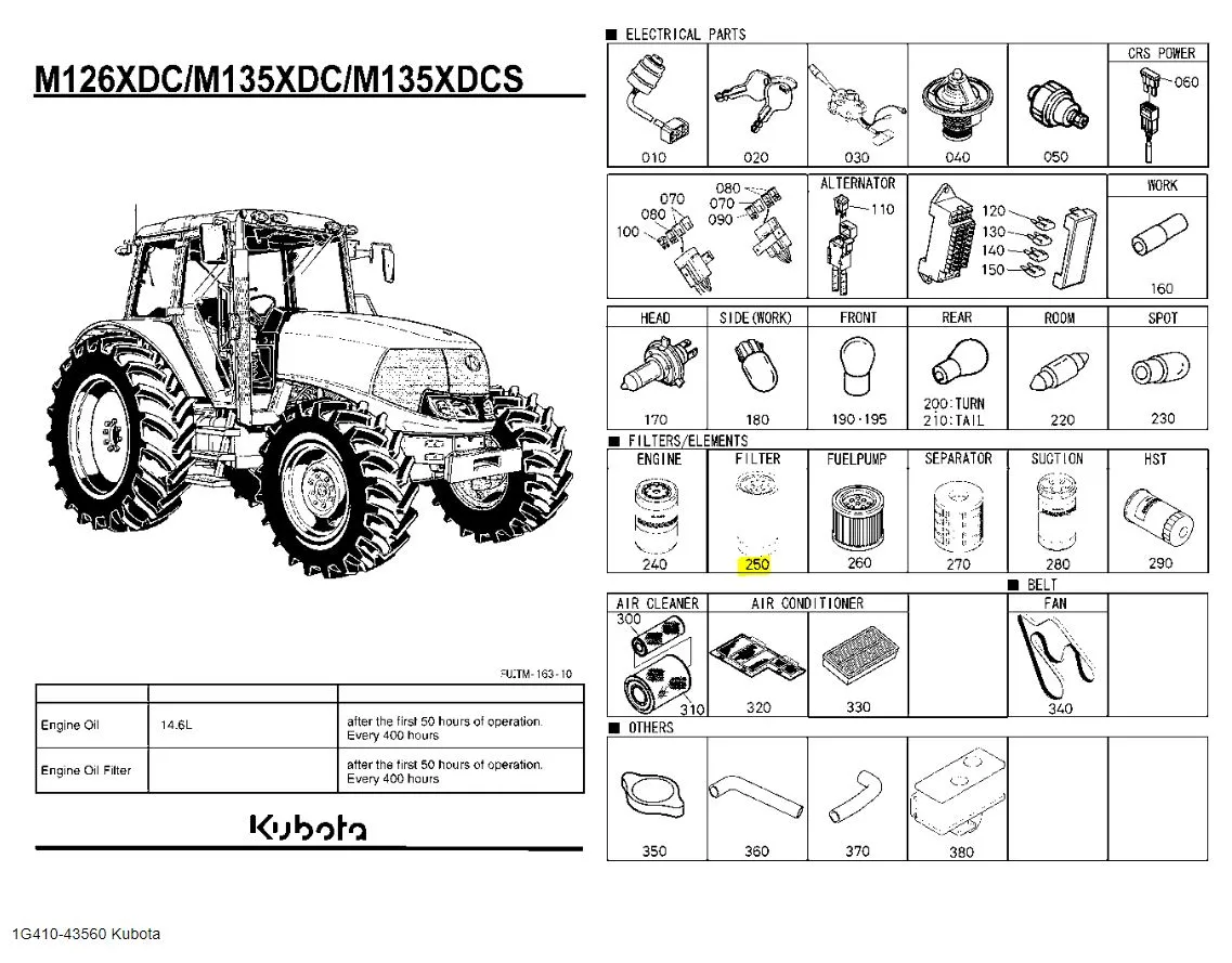 Kubota 1G410-43560 Fuel Filter Element | Genuine OEM Replacement