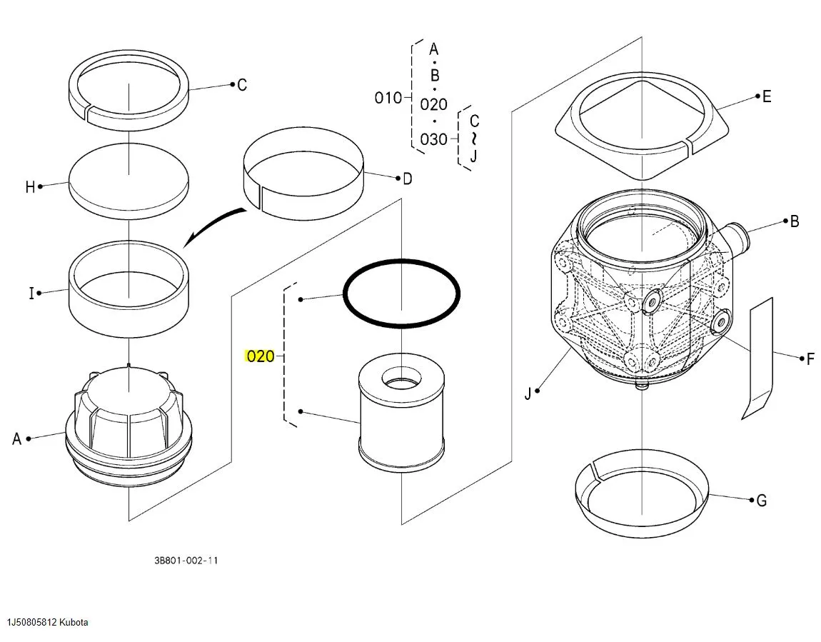 Kubota 1J508‑05812 Oil Separator Element Kit | Genuine Replacement Filter