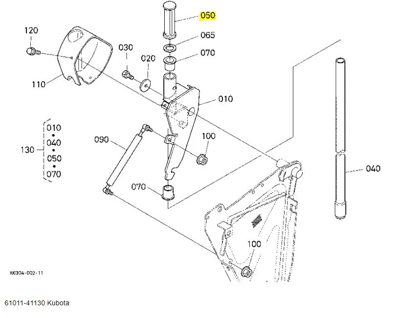 Kubota 61011-41130 Handle Grip – OEM Replacement for Lower Lift Arm