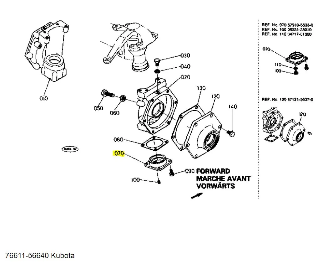 Kubota Bevel Cover 76611-56640 – OEM Rear Axle Case Cover for F Series
