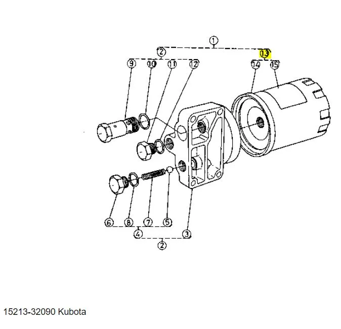 Kubota Cartridge Oil Filter 15213-32090 | Genuine OEM Engine Filter