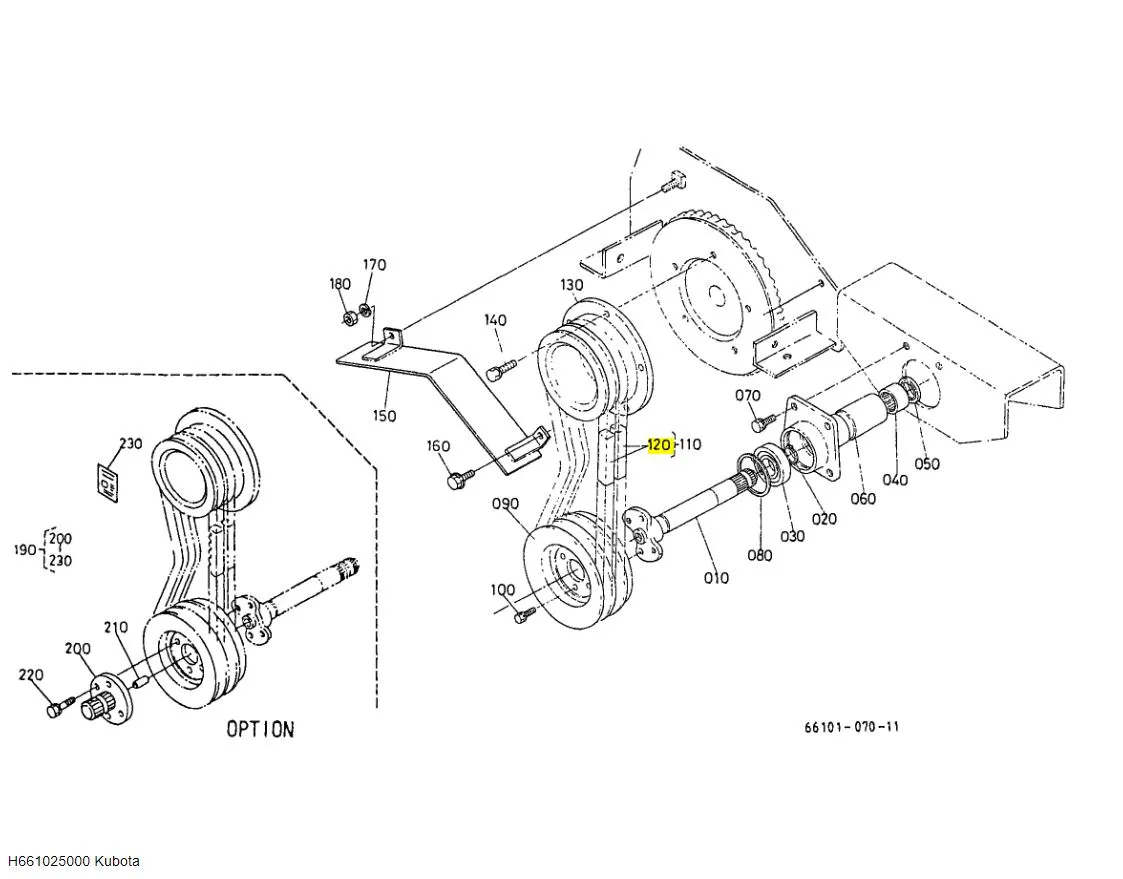 Kubota H661025000 V-Belt (W) – Genuine PTO Shaft Belt for G-Series Tractors SB33 (X2)