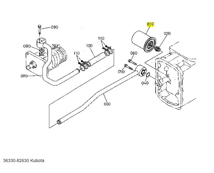 Kubota Hydraulic Oil Filter Assembly (36330-82630) – OEM Suction Line Filter