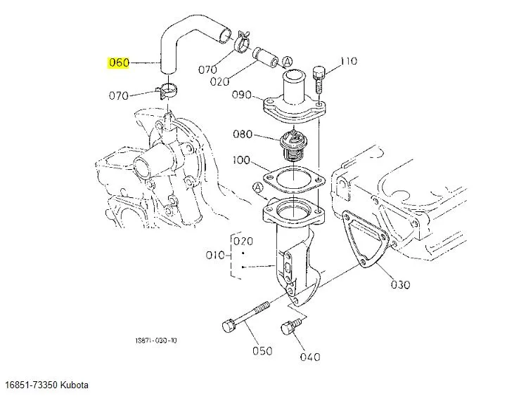 Kubota Water Return Pipe 16851-73350 – OEM Coolant Pipe for Thermostat & Water Flange Systems