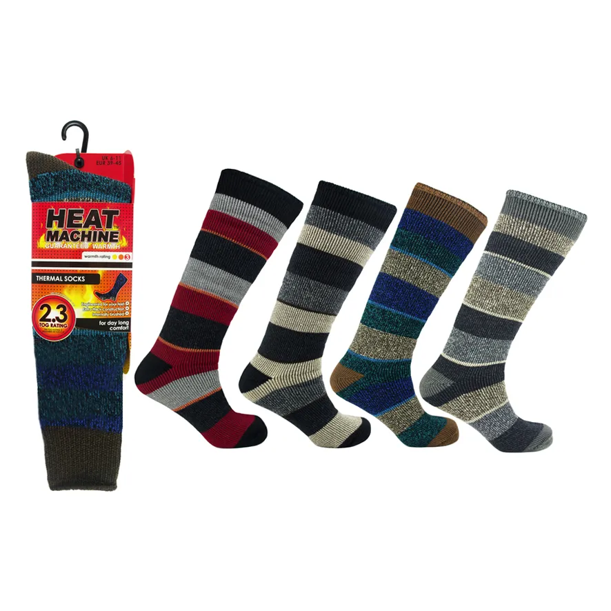 Heat Machine 2626 Extra Thick Long Thermal Striped Socks