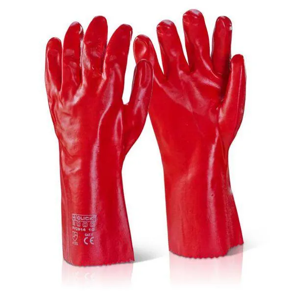PVC Gauntlet Glove Red 14 Inch