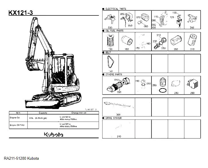 RA211-51280 Kubota Fuel Filter Element for Mini Excavators & Loaders