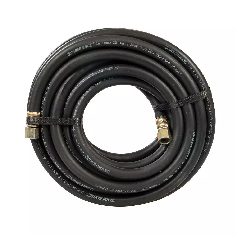 Silverline Air Line Rubber Hose 10m with 1/4 ends