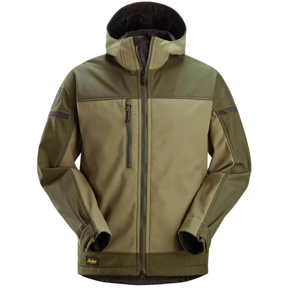Snickers 1226 AllroundWork Hooded Softshell Stretch Jacket Khaki Green