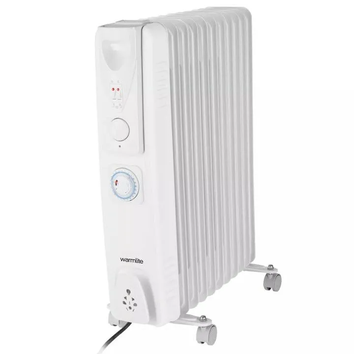 Warmlite 2.5kW Oil Filled Radiator with Timer – White WL43005 Electric Heater