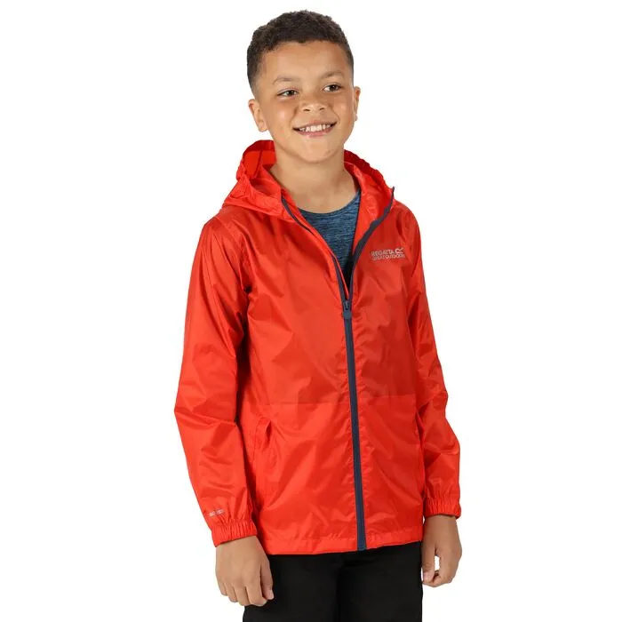 Regatta Kids' Pack It Lightweight Waterproof Hooded Packaway Walking Jacket Amber Glow
