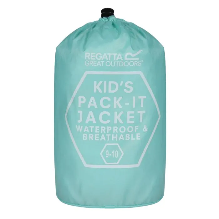 Regatta Kids' Pack It Lightweight Waterproof Hooded Packaway Walking Jacket Cool Aqua